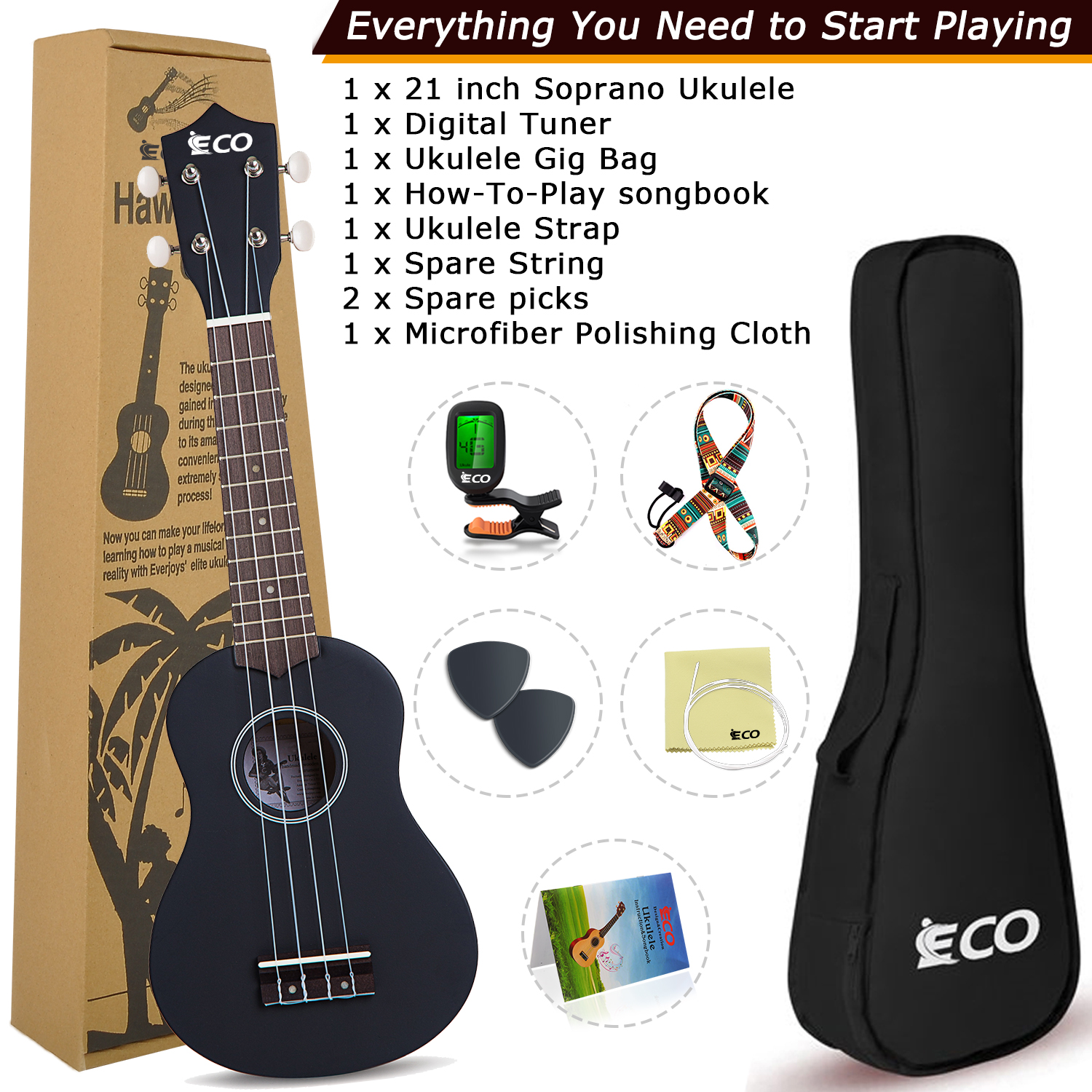 iECO Soprano Ukulele Beginner Kit - 副本